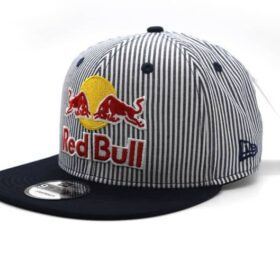Red Bull Cap navy Blue Striped Flat Brim Adjustable Hip Hop Hat