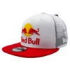 white red bull cap with red flat brim