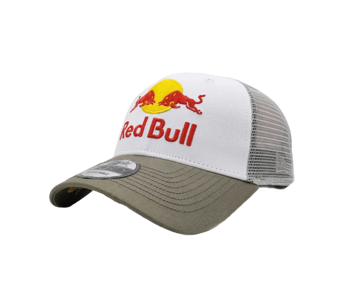 Red bull cap white khaki hat