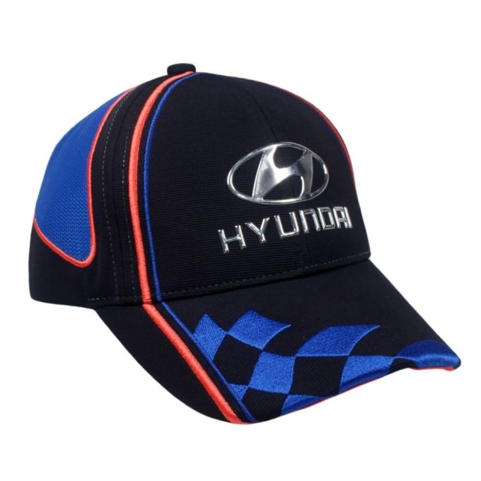 HYUNDAI Cap Navy Blue Embroidered Mesh Sports Hat - Image 3
