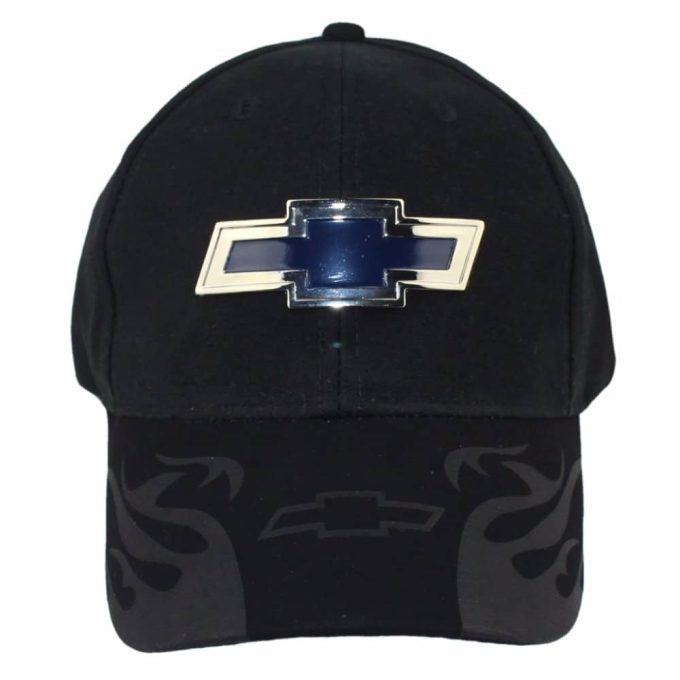 Chevrolet Cap Blue Metal Badge Brand Car Logo 100% Cotton Solid Black Color Fashion Driving Baseball Hat NOT Adjustable
