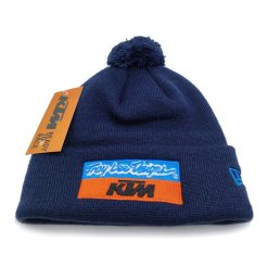 blue new era ktm beanie pompom cap