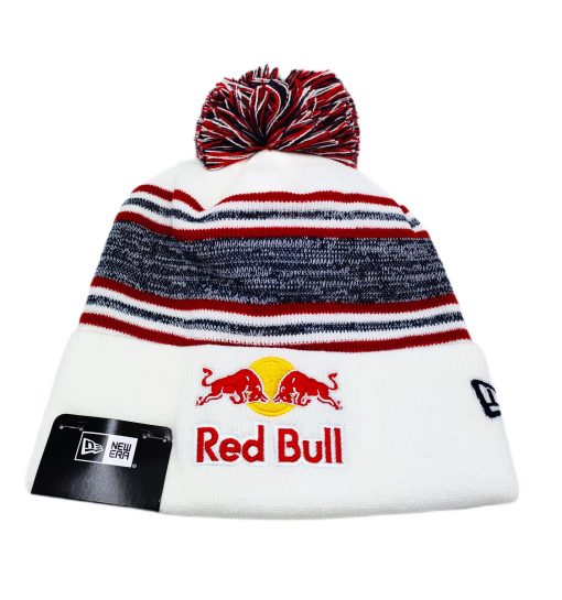 striped red bull beanie pompom hat