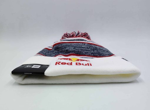 Red Bull Striped Beanie Pompom Hat - Image 5