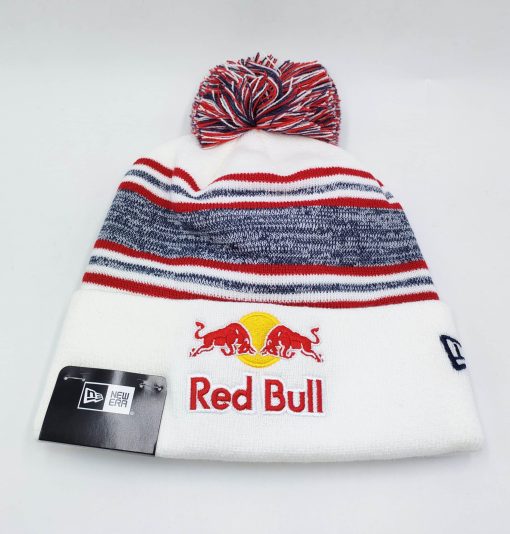 Red Bull Striped Beanie Pompom Hat - Image 2