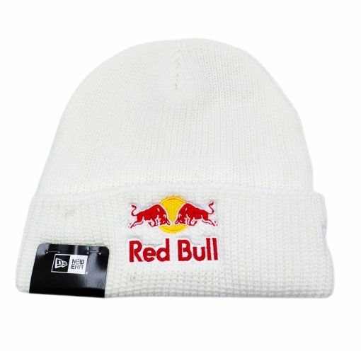 Red bull beanie hat white