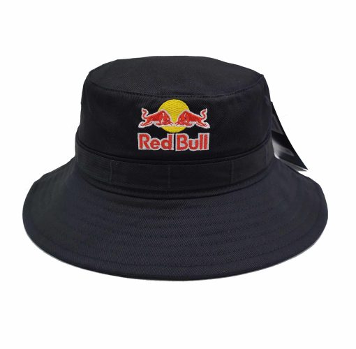 Black Red Bull Bucket Sun Hat - Image 6