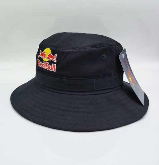 Black Red Bull Bucket Sun Hat - Image 4