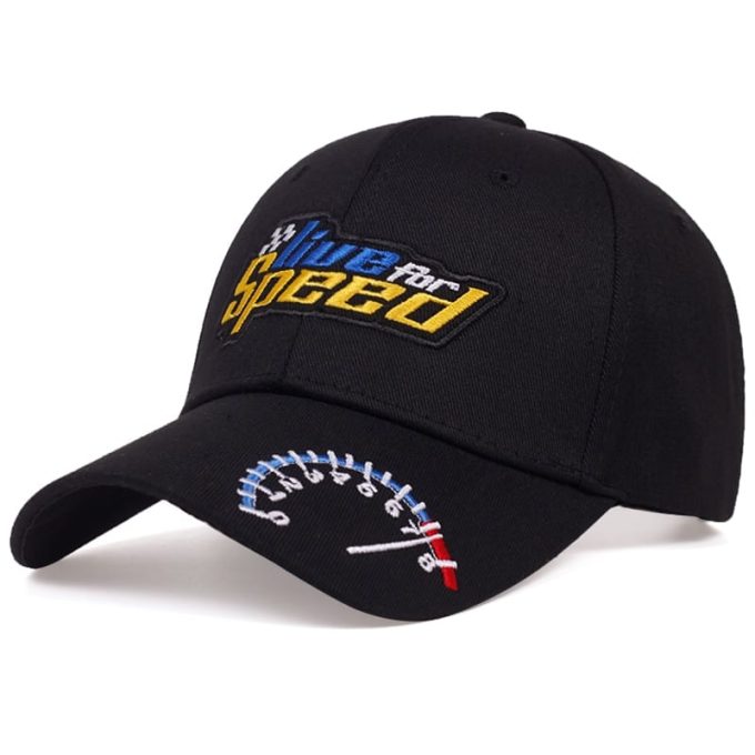 Live For Speed Racing Cap Solid Black One Size Adjustable Snapback Embroidered Cotton Breathable High Quality Brand Name VORON SNAPBACK Hat - Image 2
