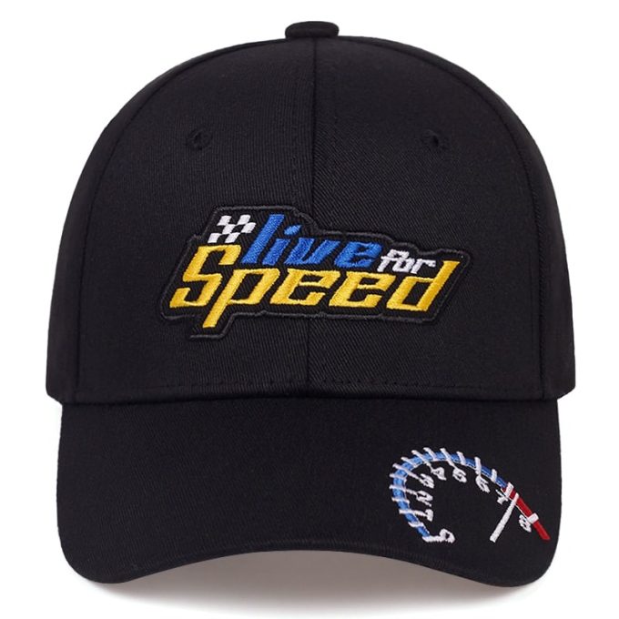 Live For Speed Racing Cap Solid Black One Size Adjustable Snapback Embroidered Cotton Breathable High Quality Brand Name VORON SNAPBACK Hat