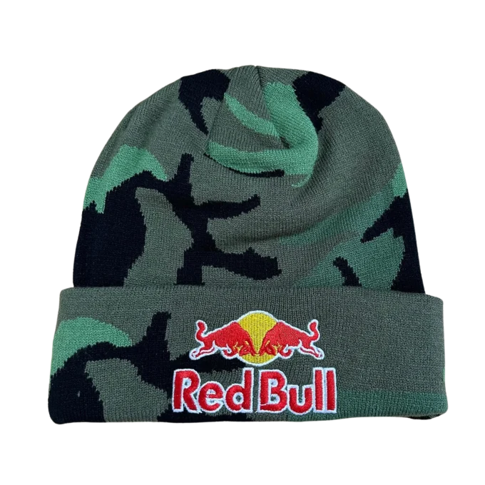 Red bull camouflage beanie hat