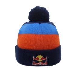 red bull beanie striped orange blue ski cap