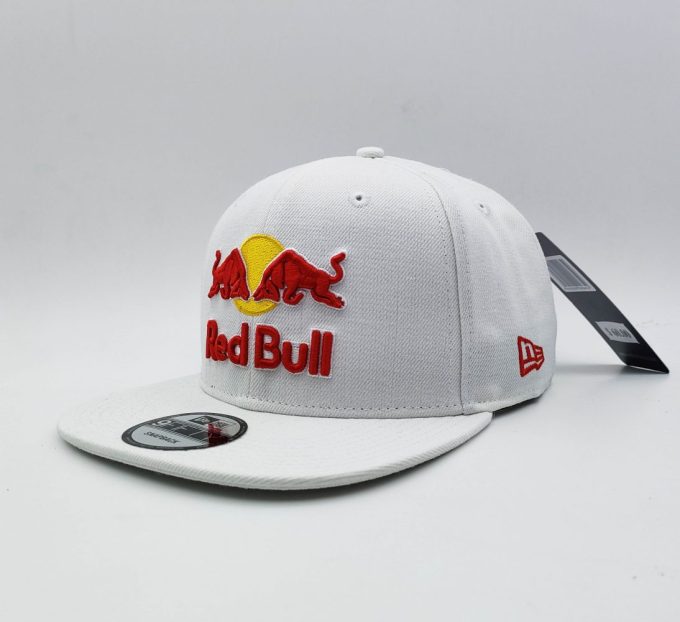 new era red bull white cap flat brim snapback hat