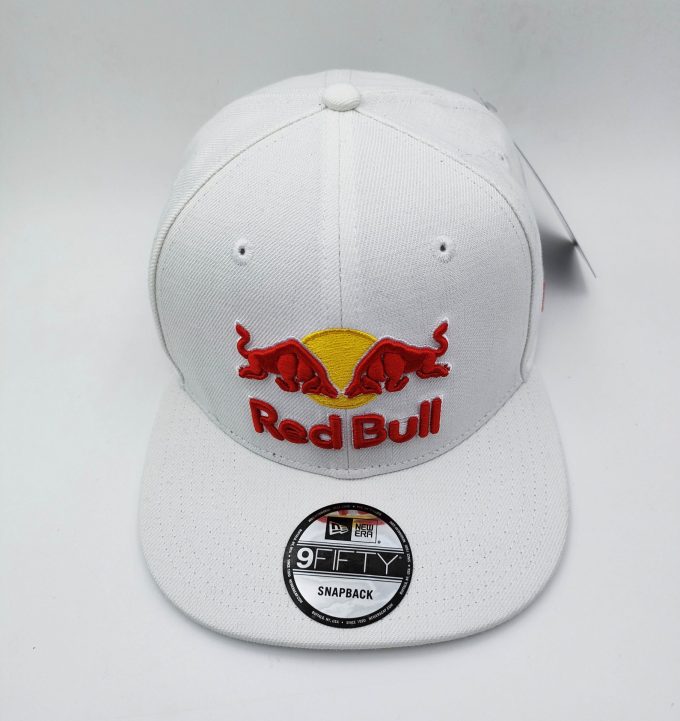 new era red bull white cap flat brim snapback hat